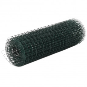 Chicken Wire Fence Steel with PVC Coating 32.8x1.6' Gre...