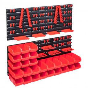 103 Piece Storage Bin Kit with Wall Panels Red and Blac...