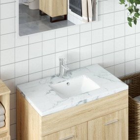 Bathroom Sink White 14.4x12.6x6.1" Rectangular Ceramic