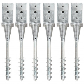 Ground Spikes 6 pcs Silver 3.1x3.1x22.4" Galvanized Ste...