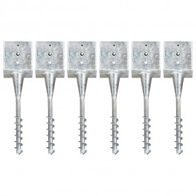 Ground Spikes 6 pcs Silver 5.5x5.5x22.8" Galvanized Ste...
