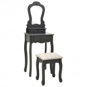 Dressing Table Set with Stool Grey 19.7x23.2x53.5" Paul...
