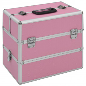 Make-up Case 14.6x9.4x13.8" Pink Aluminium