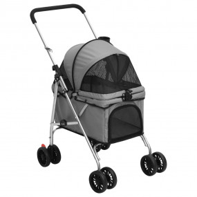 Folding Dog Stroller Grey 29.9x19.7x39.4" Oxford Fabric