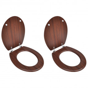 Toilet Seats with Lids 2 pcs MDF Brown (2x140803)