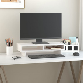 Monitor Stand White 23.6x10.6x5.5" Solid Wood Pine