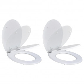 Toilet Seats with Soft Close Lids 2 pcs MDF White (2x14...