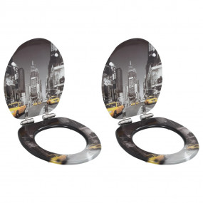 WC Toilet Seats 2 pcs with Soft Close Lids MDF New York...