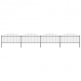 Patio Fence with Spear Top Steel 22.3 ' Black (4x144940...