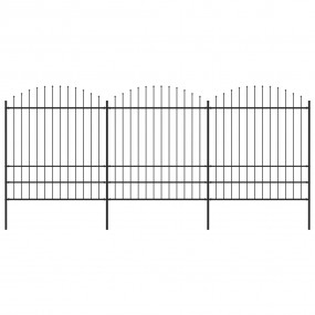 Patio Fence with Spear Top Steel 16.7 ' Black (3x144945...