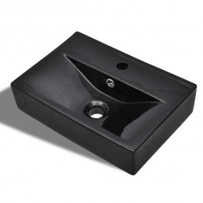 Ceramic Bathroom Sink Basin Faucet/Overflow Hole Black ...