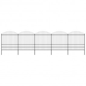 Patio Fence with Spear Top Steel 27.9 ' Black (5x144945...