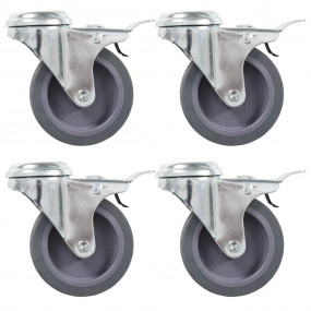 Bolt Hole Swivel Casters with Double Brakes 4 pcs 2.95 ...
