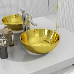 Wash Basin 11.0x3.9" Ceramic Gold