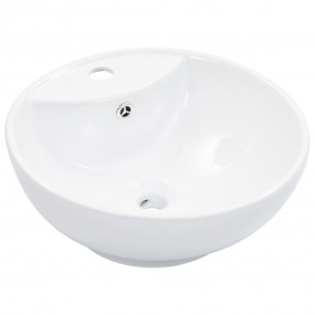 Wash Basin with Overflow 18.3x7.1" Ceramic White