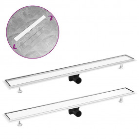 Shower Drain with 2-in-1 Cover 40.6x5.5" Stainless Stee...