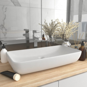 Luxury Basin Rectangular Matt White 28.0x15.0" Ceramic