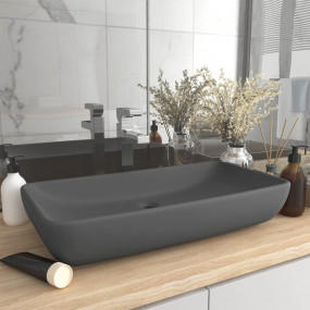 Luxury Basin Rectangular Matt Dark Grey 28.0x15.0" Cera...