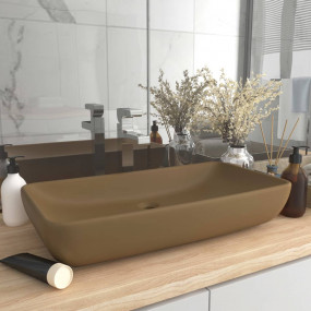 Luxury Basin Rectangular Matt Cream 28.0x15.0" Ceramic