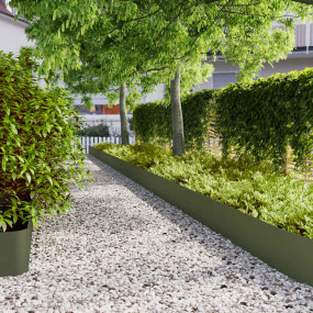 Lawn Edgings 20 pcs Olive Green 9.8x40.6" Cold-rolled S...