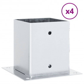Post Bases Square 4 pcs Silver 4.76x4.76" Galvanized St...