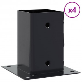 Post Bases Square 4 pcs Anthracite 3.58x3.58" Powder-co...