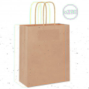 Paper Bags 250 pcs with Handles Brown 18x8x22 cm