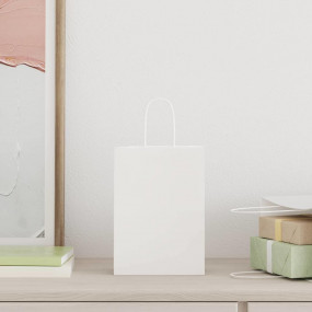 Paper Bags 50 pcs with Handles White 15x8x21 cm