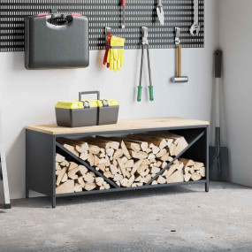 Firewood Rack with Wooden Top Anthracite 39.6x14.0x15.7...