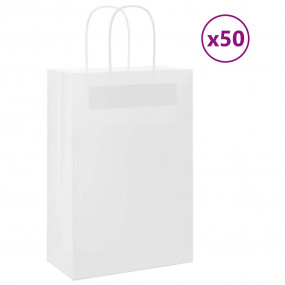 Paper Bags 50 pcs with Handles White 21x11x31 cm