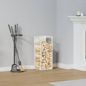 Firewood Rack White 9.8x9.8x23.6" Cold-rolled steel