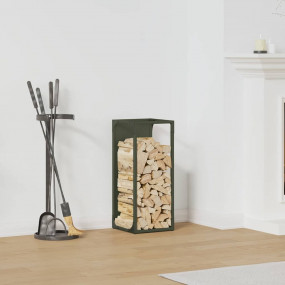 Firewood Rack Olive Green 9.8x9.8x23.6" Cold-rolled ste...