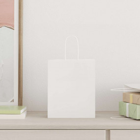 Paper Bags 50 pcs with Handles White 18x8x22 cm