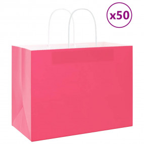 Paper Bags 50 pcs with Handles Pink 32x17x25 cm