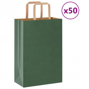 Paper Bags 50 pcs with Handles Green 21x11x31 cm