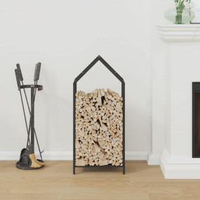 Firewood Rack Black 15.7x9.8x35.4" Cold-rolled steel