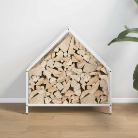 Firewood Rack White 23.6x9.8x23.6" Cold-rolled steel