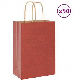 Paper Bags 50 pcs with Handles Red 15x8x21 cm