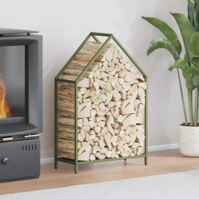 Firewood Rack Olive Green 23.6x9.8x35.4" Cold-rolled st...
