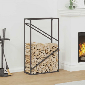 Firewood Rack Black 23.6x9.8x39.4" Cold-rolled steel
