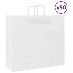Paper Bags 50 pcs with Handles White 54x15x49 cm