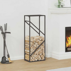 Firewood Rack Black 15.7x9.8x39.4" Cold-rolled steel