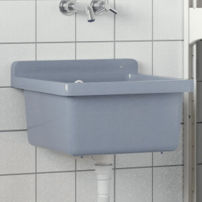 Sink Washbasin for Wall Mounting Grey 15.7x15.7x9.4" Re...