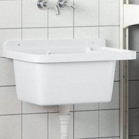 Sink Washbasin for Wall Mounting White 19.7x13.8x9.4" R...