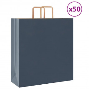 Paper Bags 50 pcs with Handles Blue 45x17x48 cm