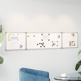 Magnetic Whiteboard Foldable 78.7x15.7x0.7" Aluminium