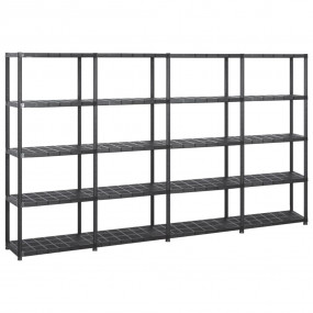 Storage Shelf 5-Tier Black 111.8x15.0x66.9" Plastic (4x...