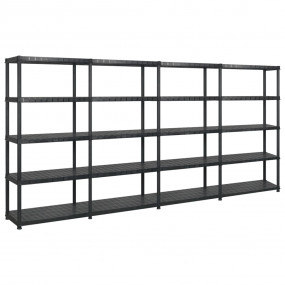 Storage Shelf 5-Tier Black 144.1x18.0x72.8" Plastic (4x...