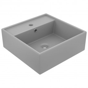 Luxury Basin Overflow Square Matt Light Grey 16.1x16.1"...