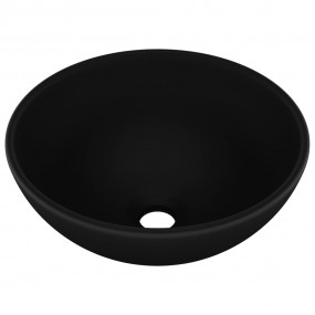 Luxury Bathroom Basin Round Matt Black 12.8x5.5" Cerami...